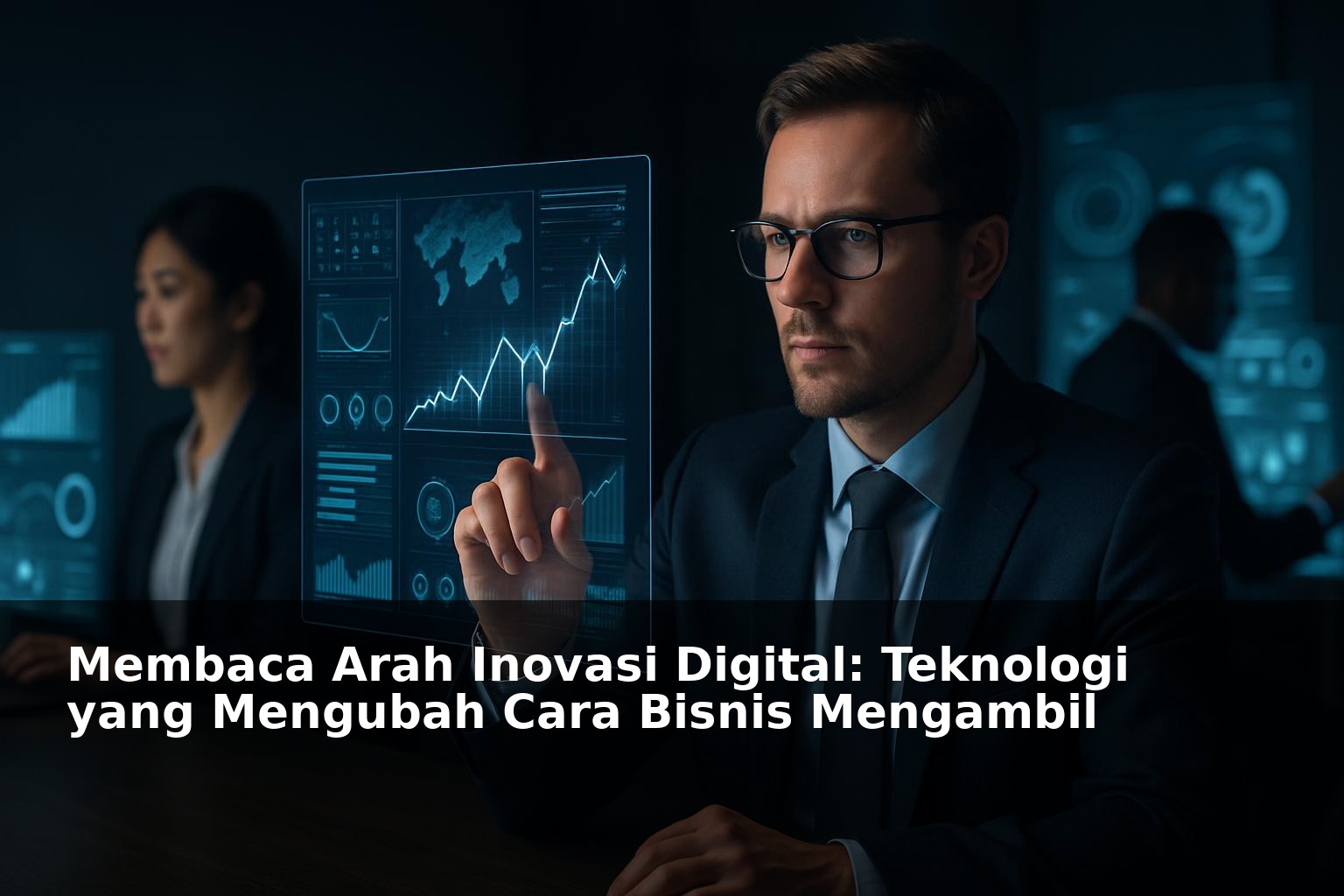 Ilustrasi teknologi digital modern yang mengubah pengambilan keputusan bisnis