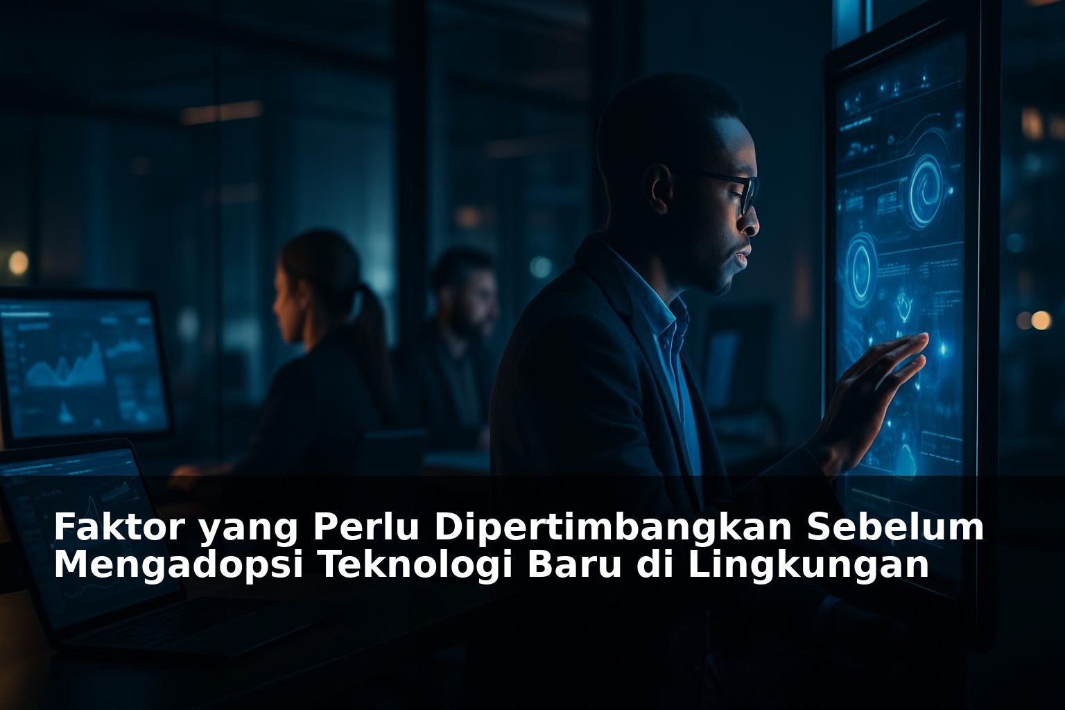 Ilustrasi teknologi baru di lingkungan kerja modern