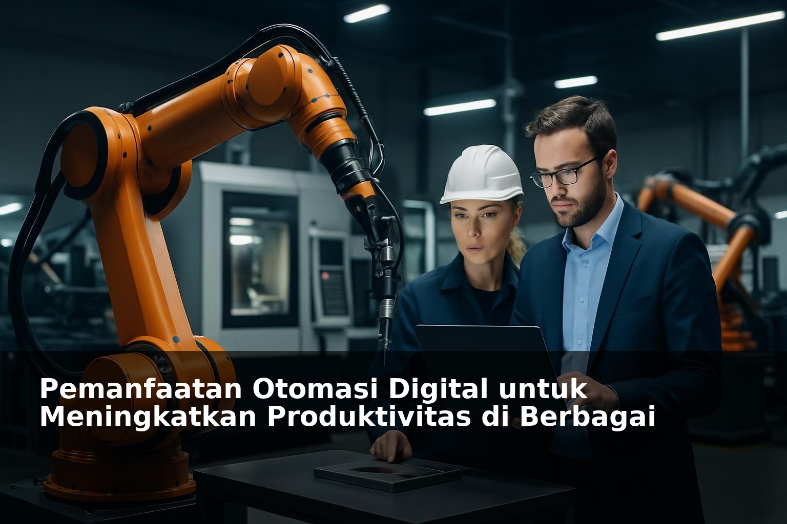 Ilustrasi otomasi digital meningkatkan produktivitas di industri modern