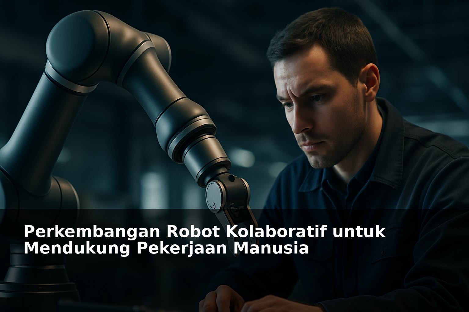 Robot kolaboratif bekerja bersama manusia di lingkungan industri modern