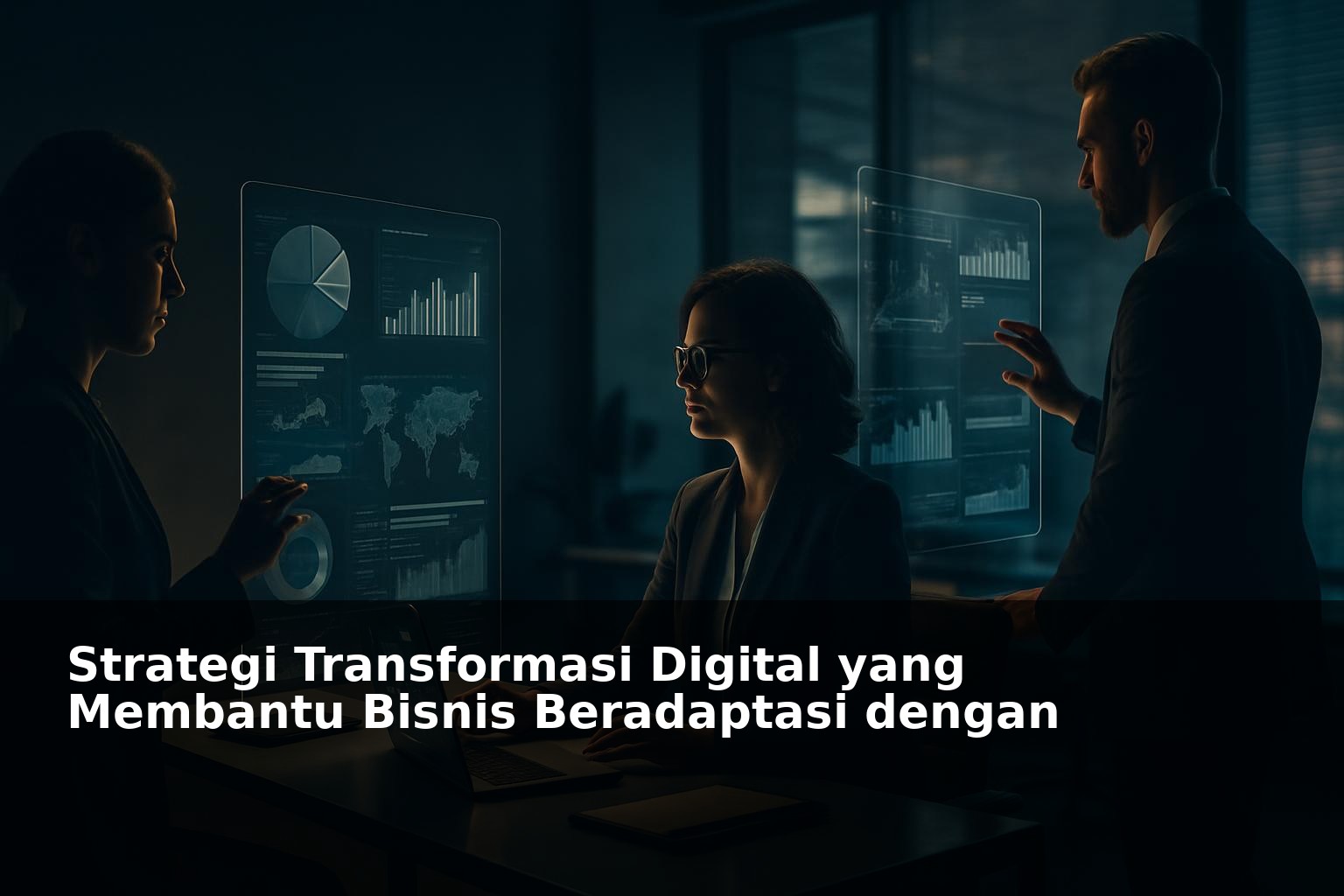 Ilustrasi konsep transformasi digital bisnis dengan teknologi modern