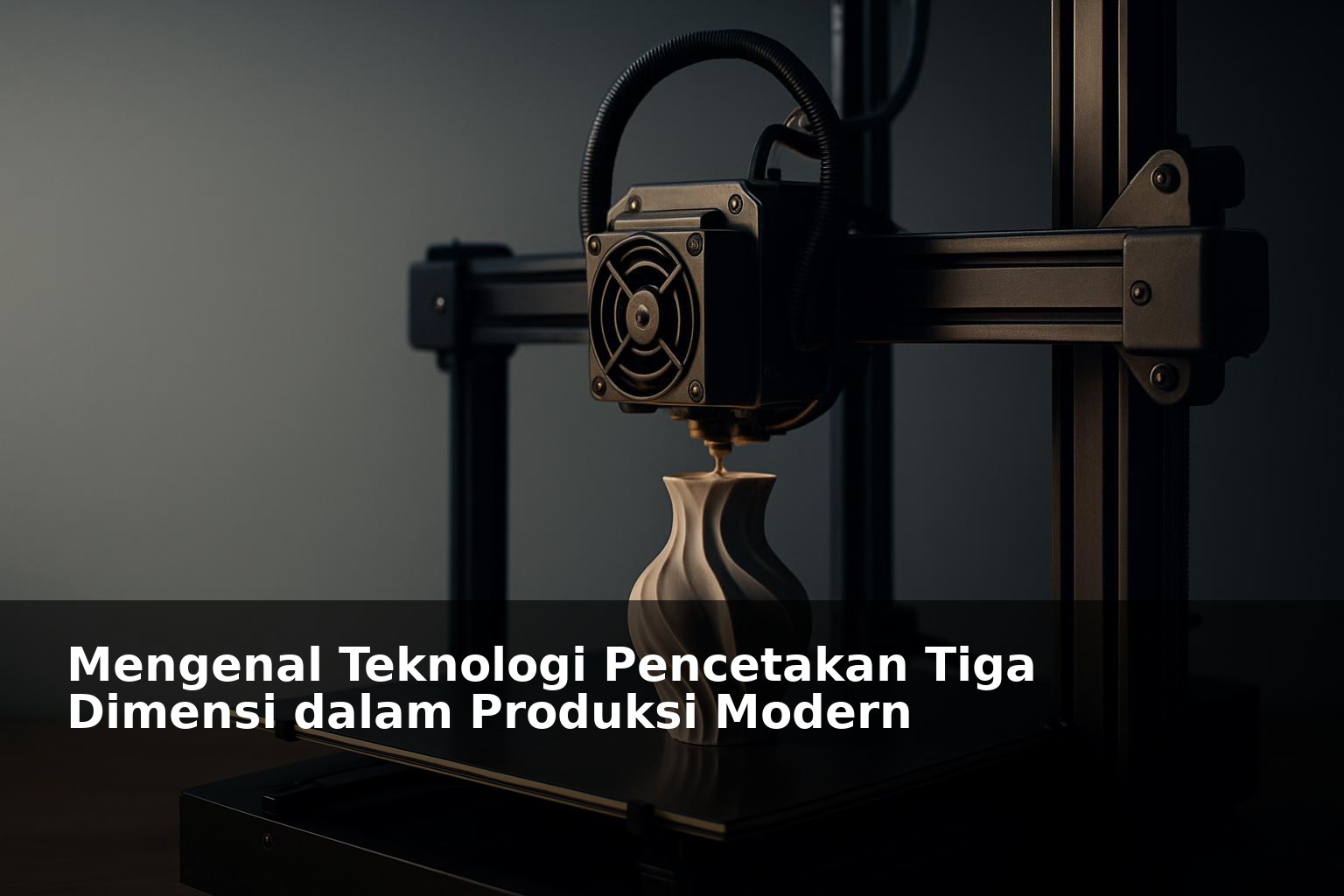 Mesin pencetakan tiga dimensi modern dengan objek cetak di tengah