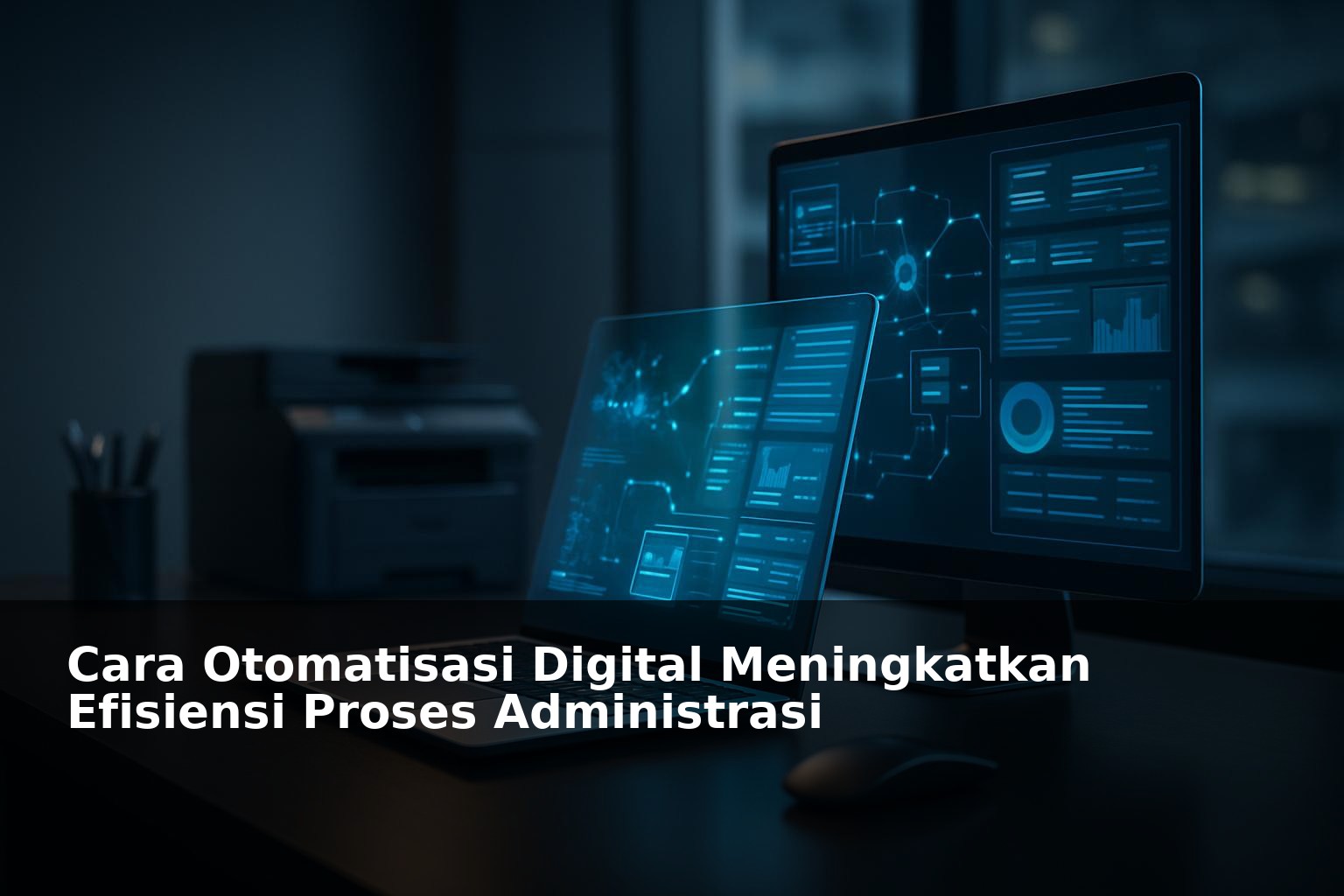 Ilustrasi otomatisasi digital dalam proses administrasi kantor modern
