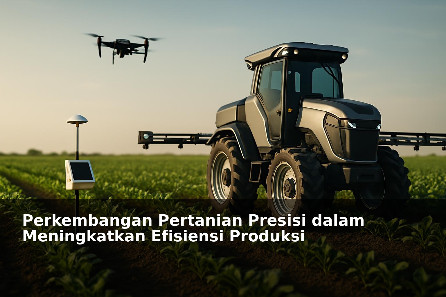 Ilustrasi pertanian presisi dengan penggunaan teknologi modern di ladang
